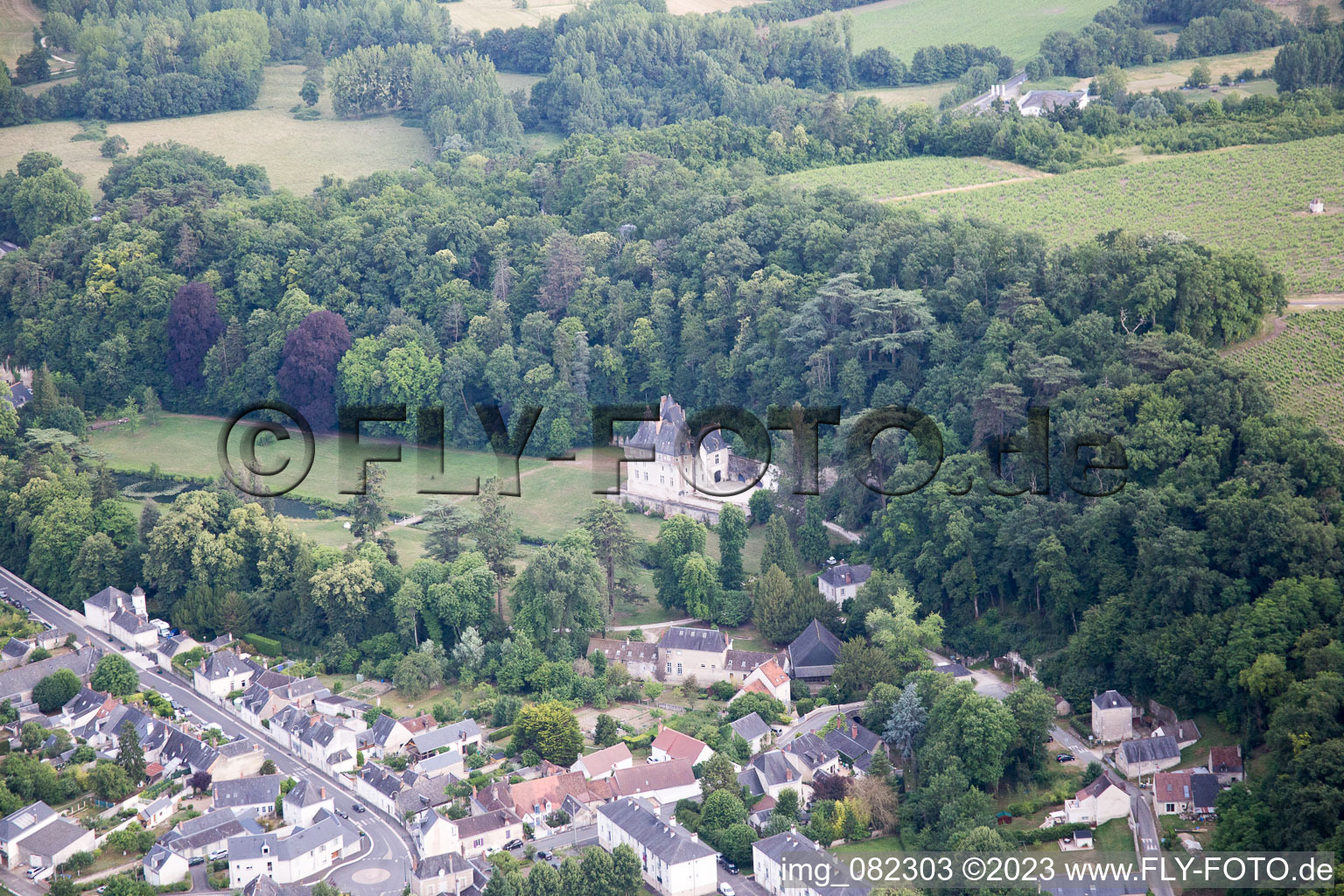 Luftaufnahme von Pocé-sur-Cisse im Bundesland Indre-et-Loire, Frankreich