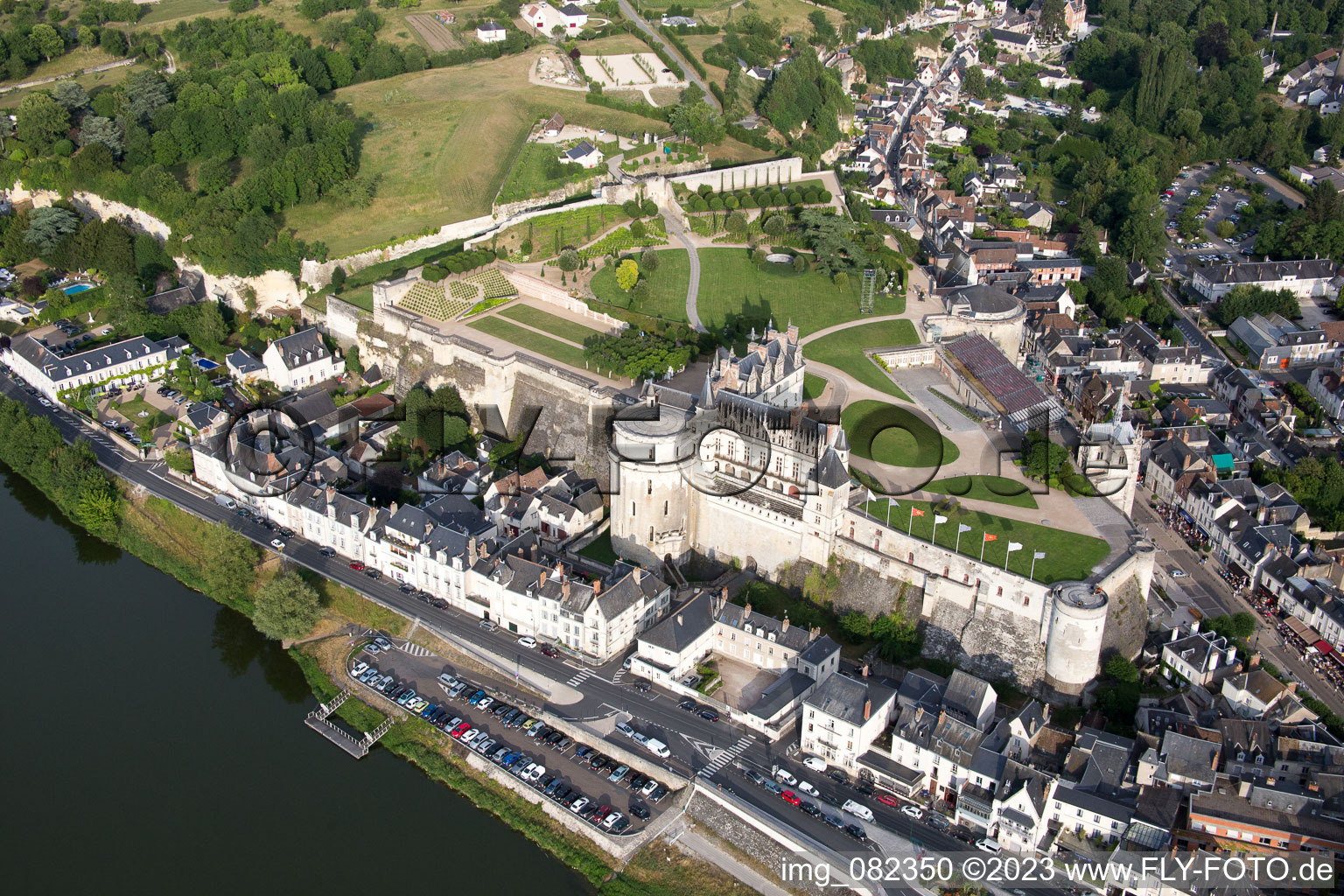 Schrägluftbild von Amboise im Bundesland Indre-et-Loire, Frankreich