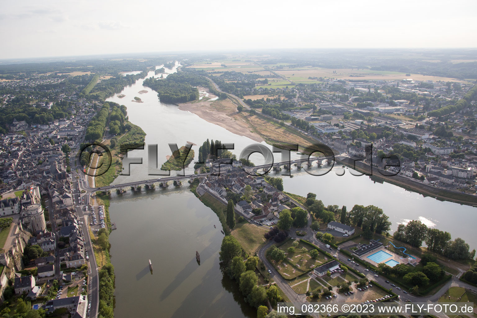 Amboise im Bundesland Indre-et-Loire, Frankreich aus der Vogelperspektive