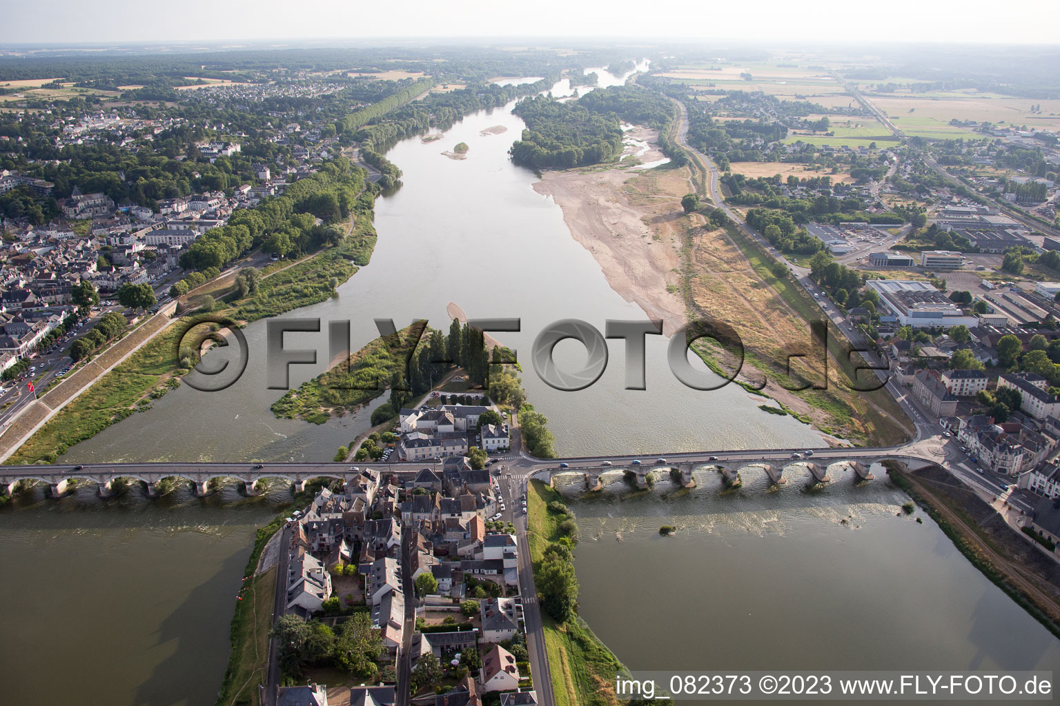 Amboise im Bundesland Indre-et-Loire, Frankreich aus der Vogelperspektive