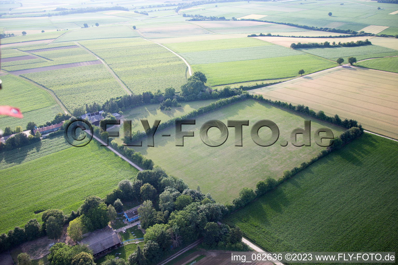 Schrägluftbild von Minfeld im Bundesland Rheinland-Pfalz, Deutschland