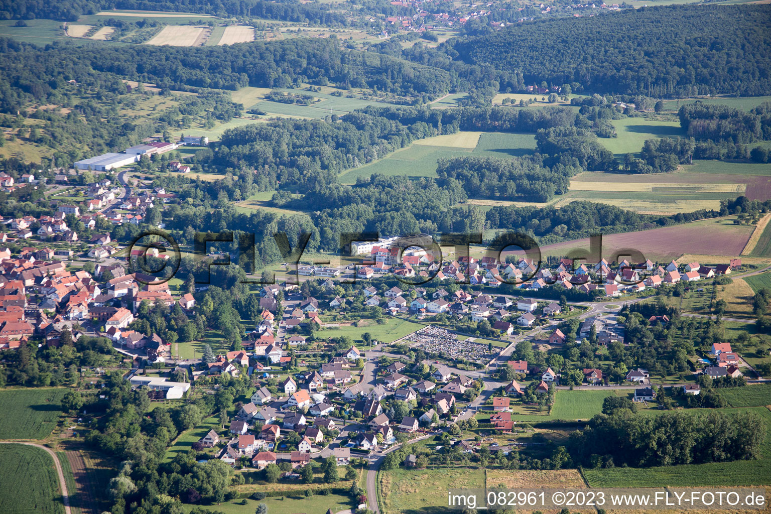 Luftbild von Wœrth im Bundesland Bas-Rhin, Frankreich
