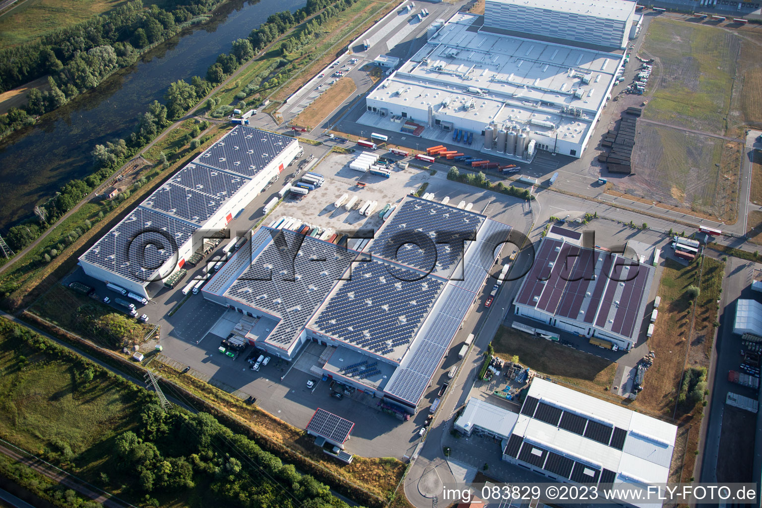 Drohnenbild von Wörth am Rhein, Industriegebiet Oberwald im Bundesland Rheinland-Pfalz, Deutschland