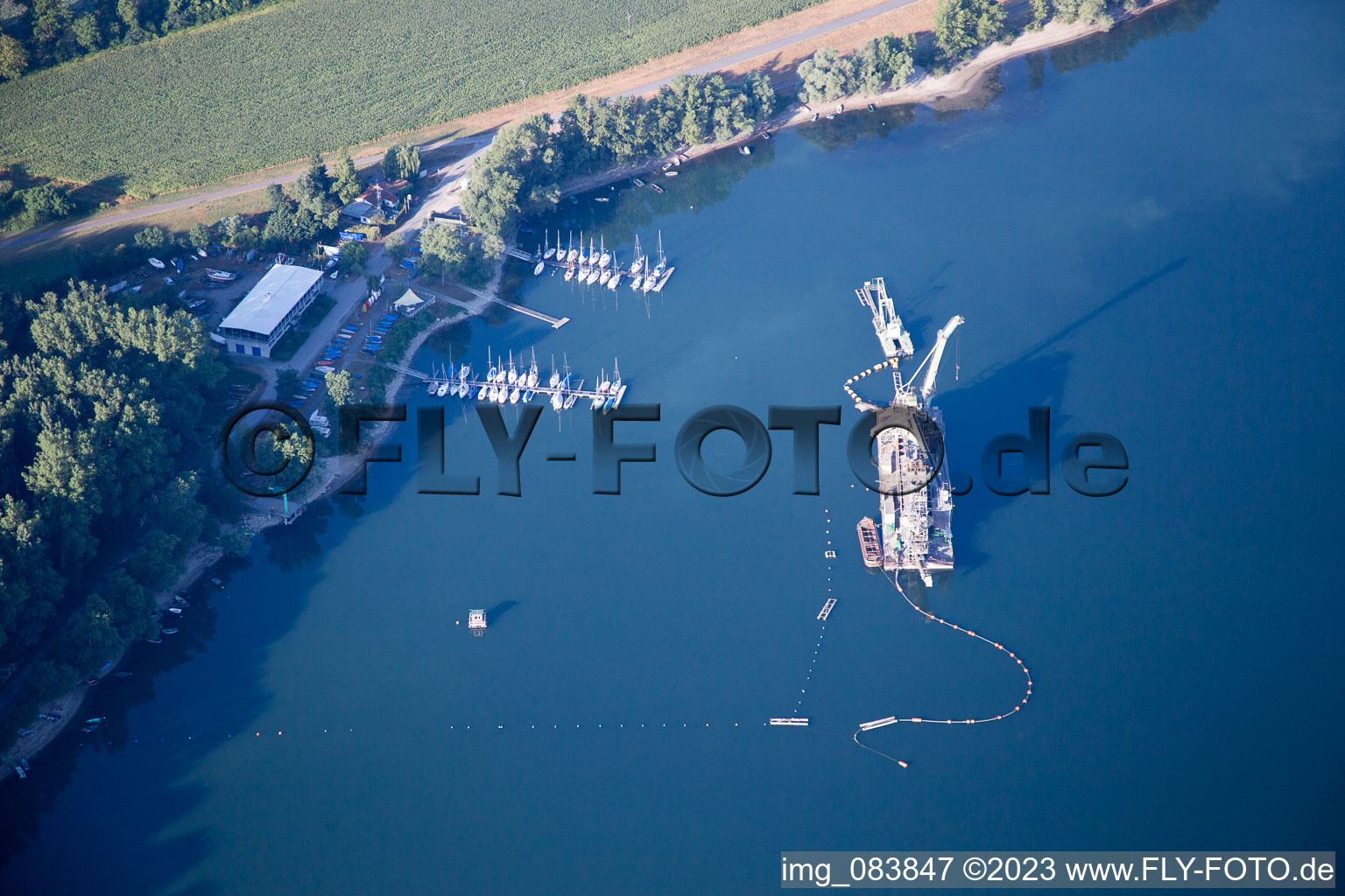 Luftbild von Wörth am Rhein, Hafen im Ortsteil Maximiliansau im Bundesland Rheinland-Pfalz, Deutschland