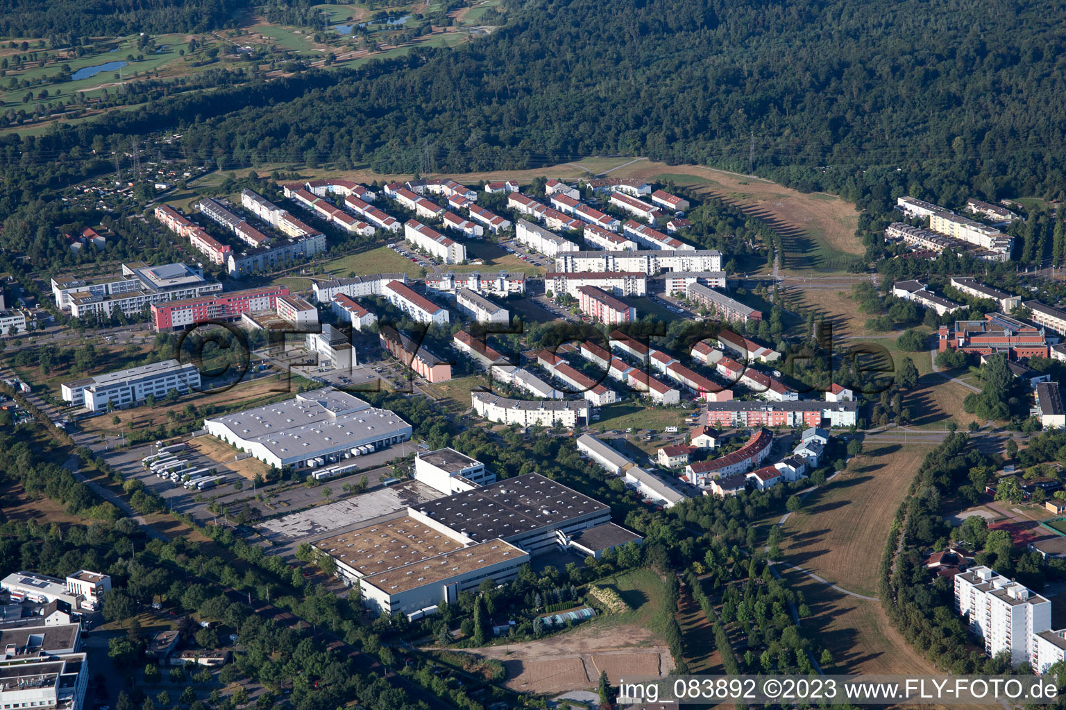 Luftbild von Ortsteil Oberreut in Karlsruhe im Bundesland Baden-Württemberg, Deutschland