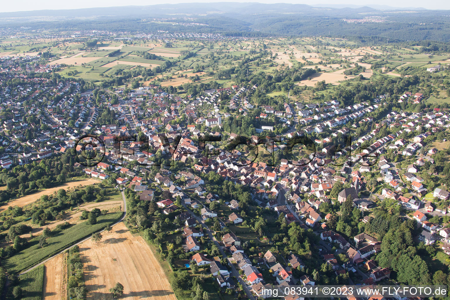 Ortsteil Grünwettersbach in Karlsruhe im Bundesland Baden-Württemberg, Deutschland aus der Luft