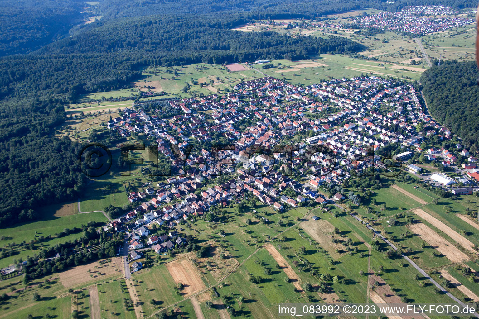 Luftbild von Ortsteil Spessart in Ettlingen im Bundesland Baden-Württemberg, Deutschland
