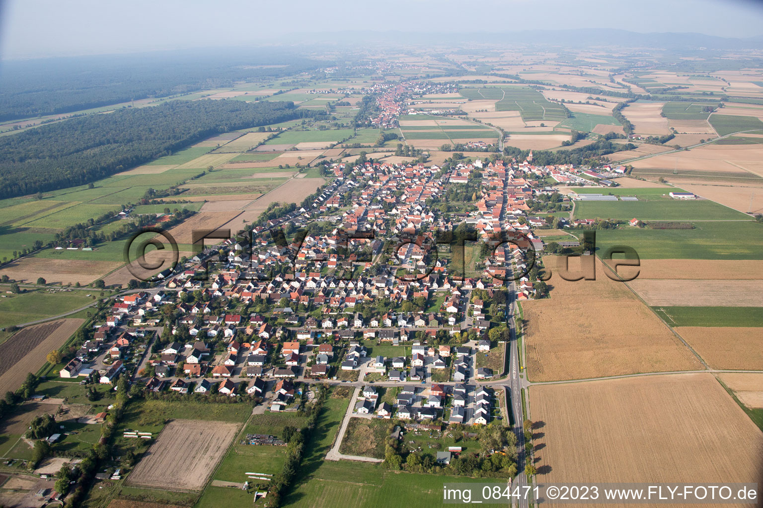 Minfeld im Bundesland Rheinland-Pfalz, Deutschland aus der Vogelperspektive
