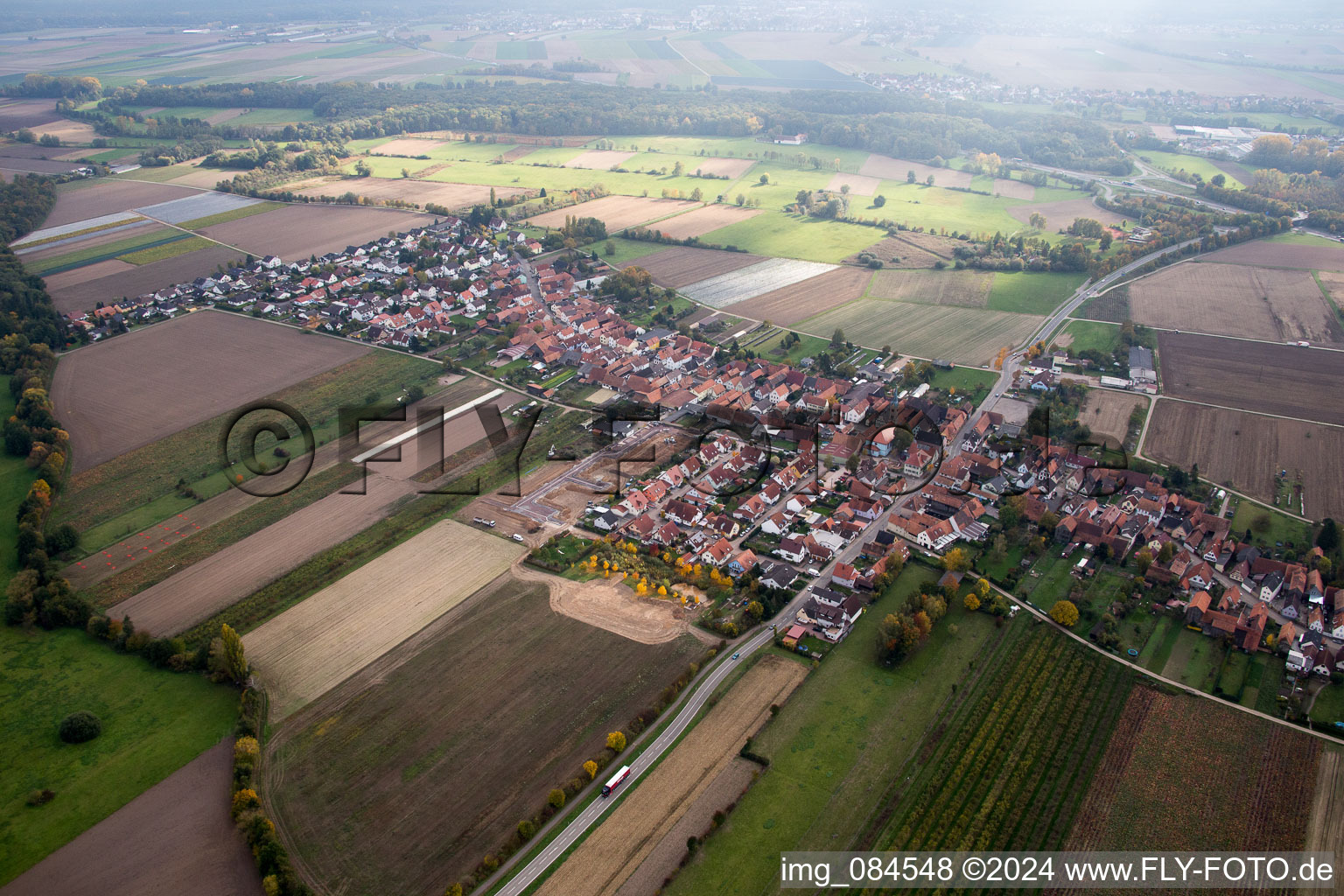 Erlenbach bei Kandel im Bundesland Rheinland-Pfalz, Deutschland von oben