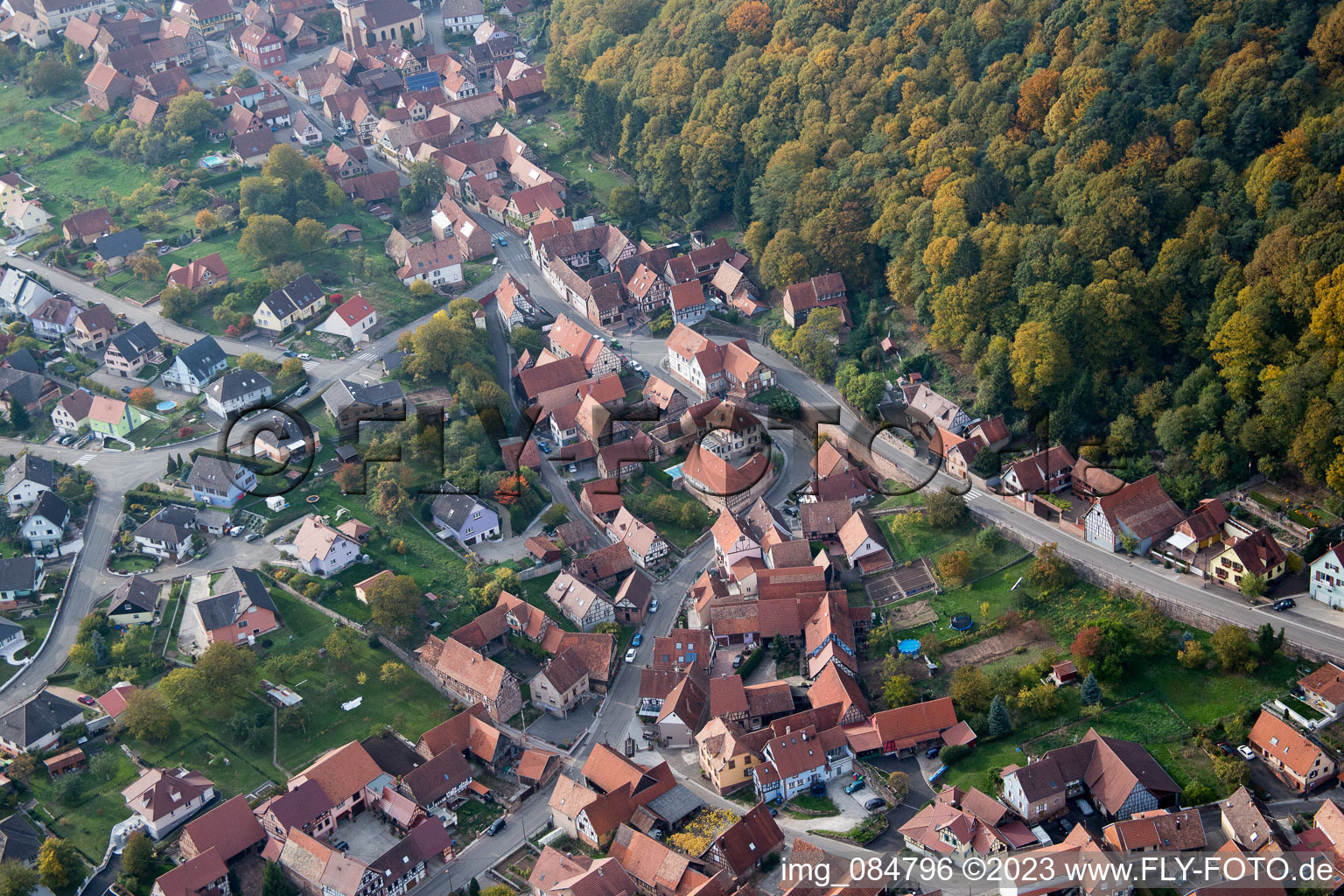 Luftbild von Offwiller im Bundesland Bas-Rhin, Frankreich