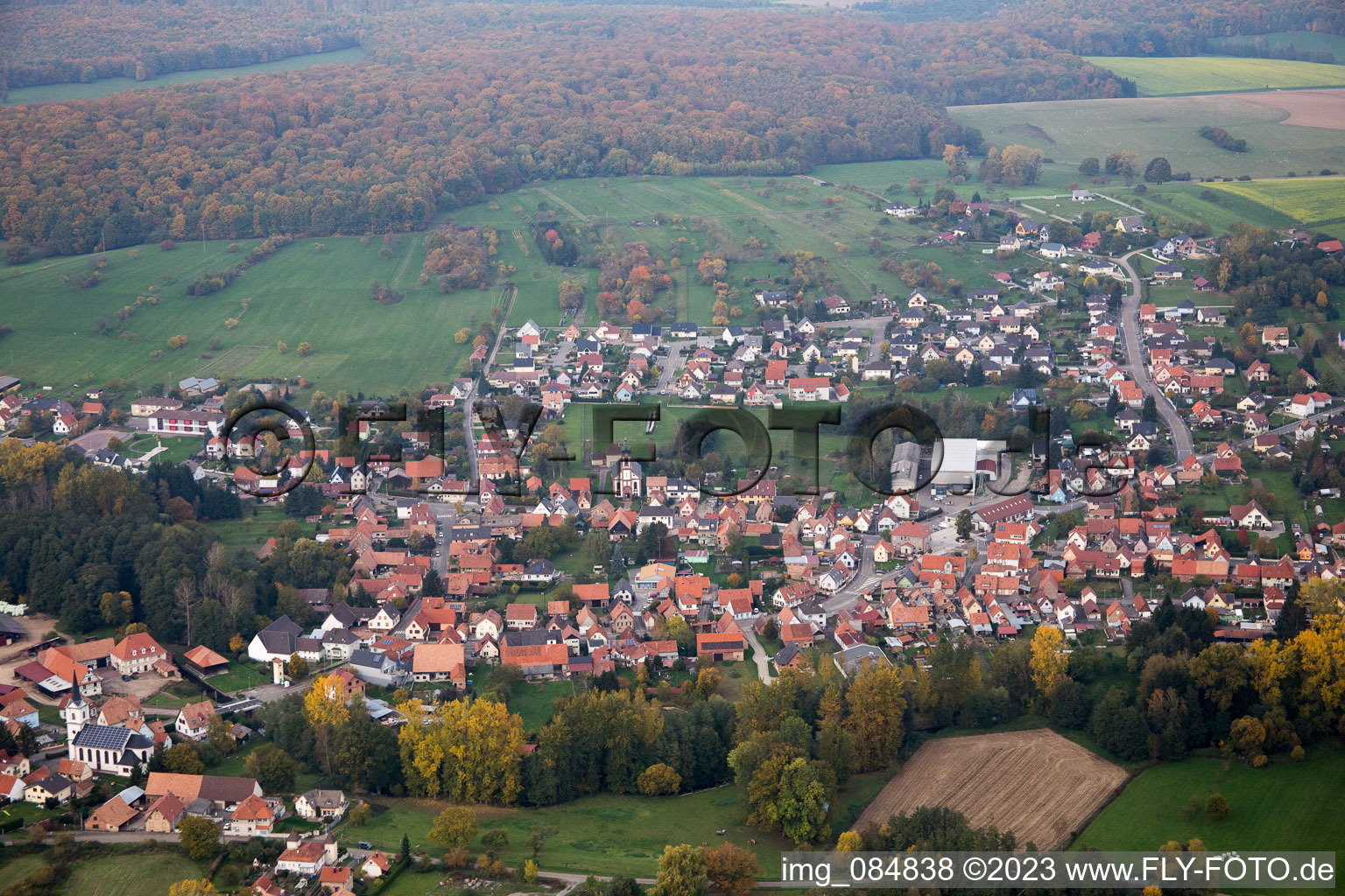Luftbild von Gumbrechtshoffen im Bundesland Bas-Rhin, Frankreich