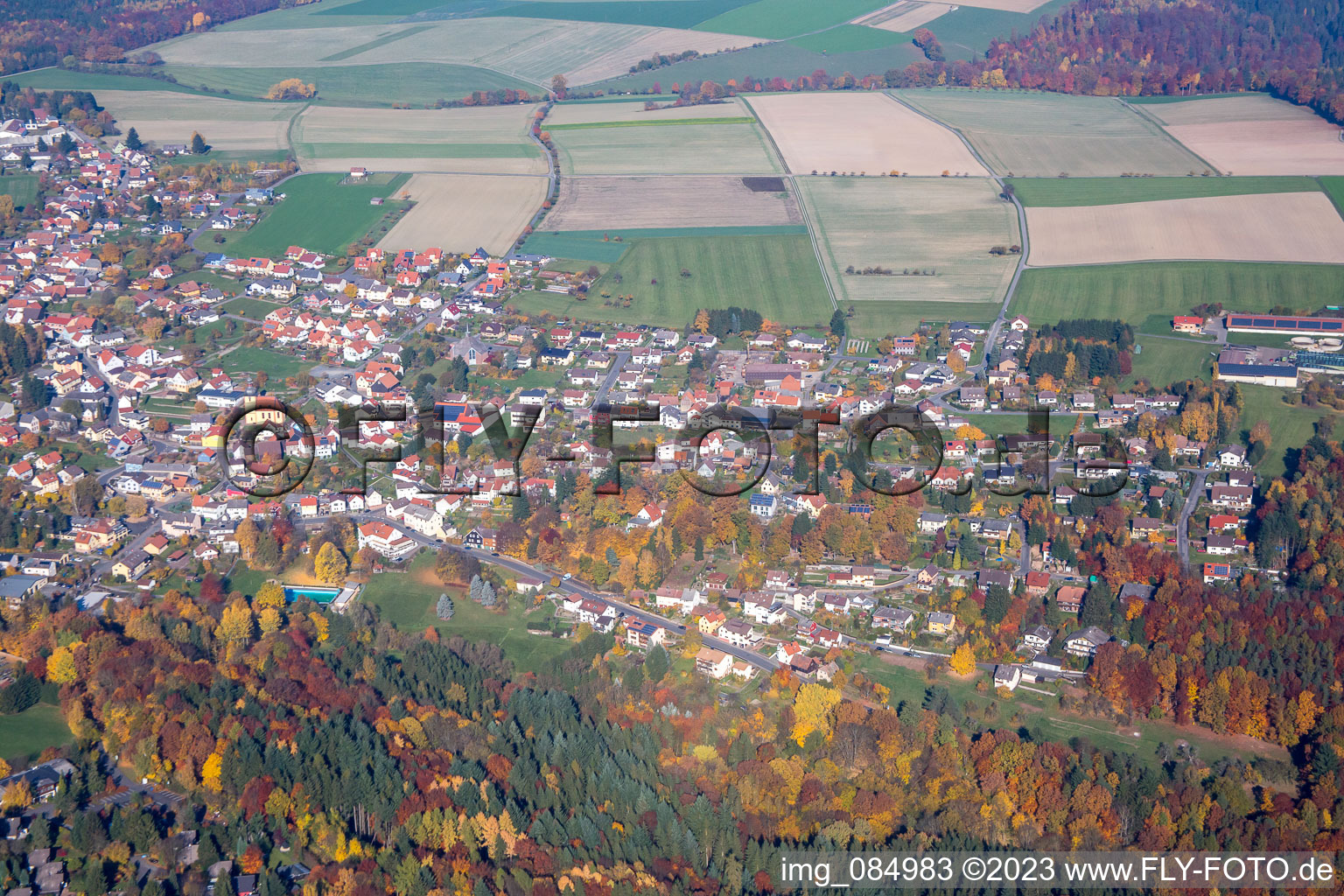 Ortsteil Vielbrunn in Michelstadt im Bundesland Hessen, Deutschland von oben