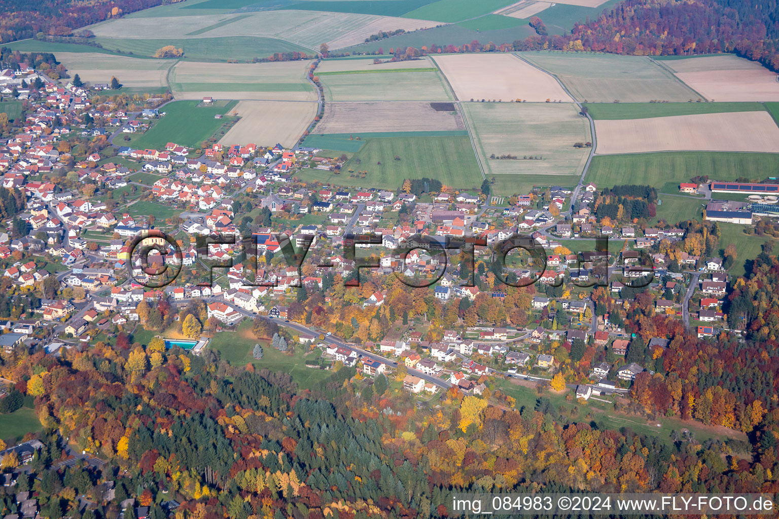 Ortsteil Vielbrunn in Michelstadt im Bundesland Hessen, Deutschland von oben