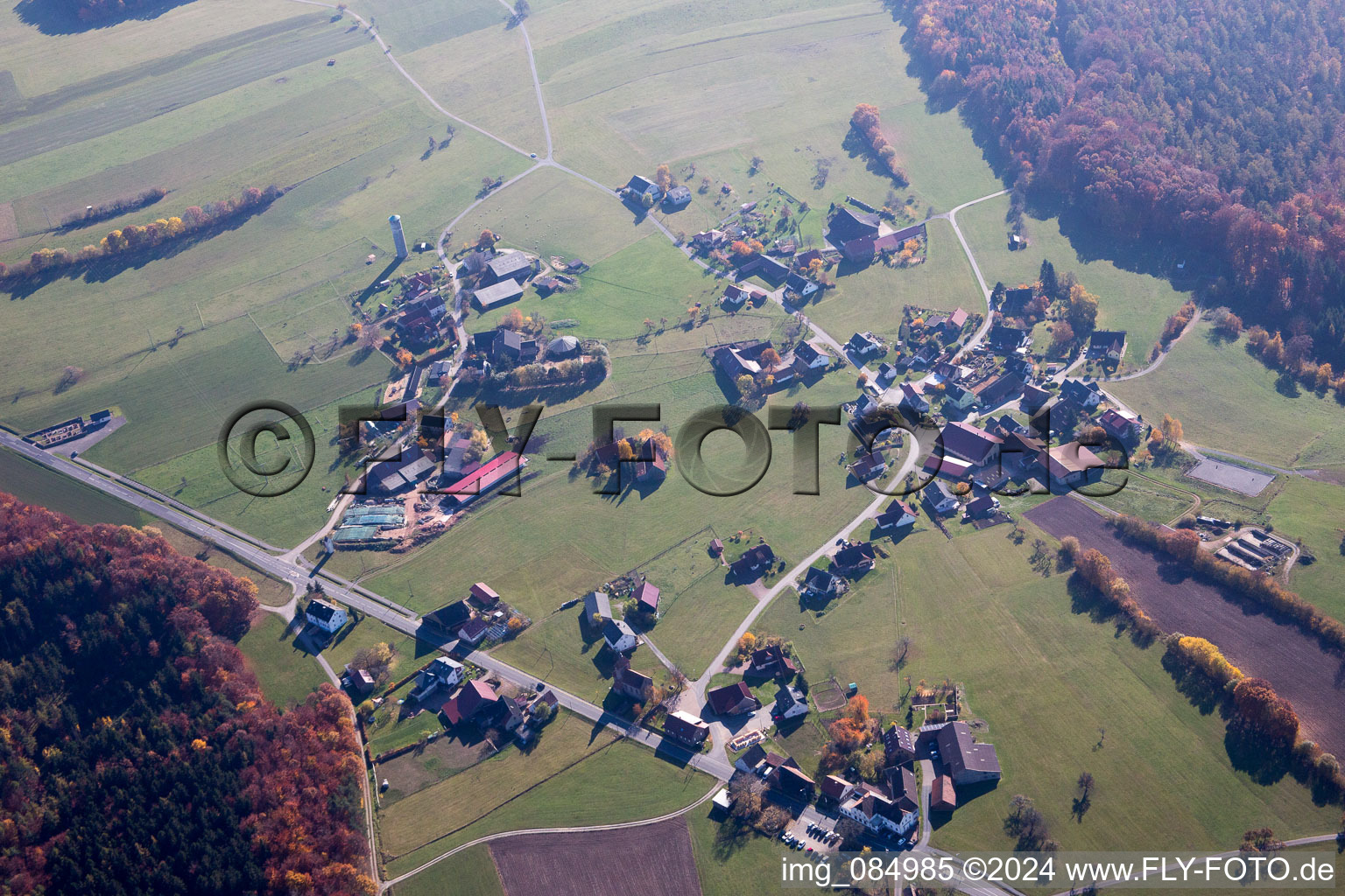 Dorf - Ansicht im Ortsteil Boxbrunn in Amorbach im Bundesland Bayern, Deutschland