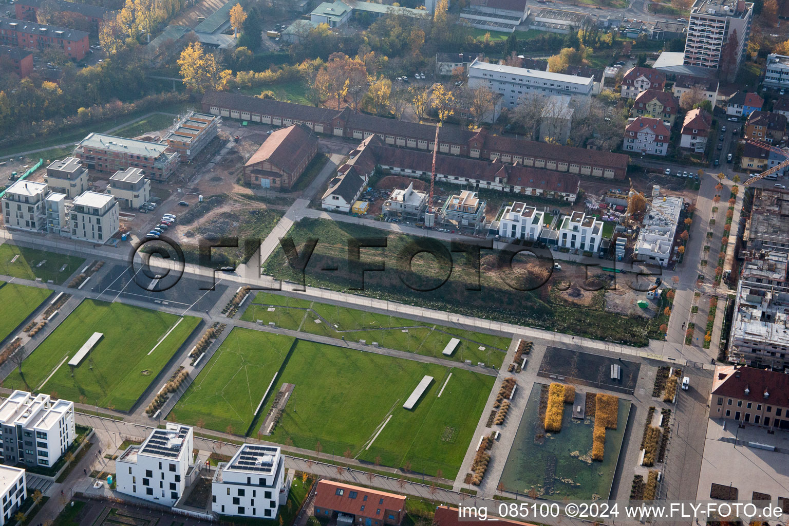 Drohnenaufname von Landesgartenschau 2015 in Landau in der Pfalz im Bundesland Rheinland-Pfalz, Deutschland