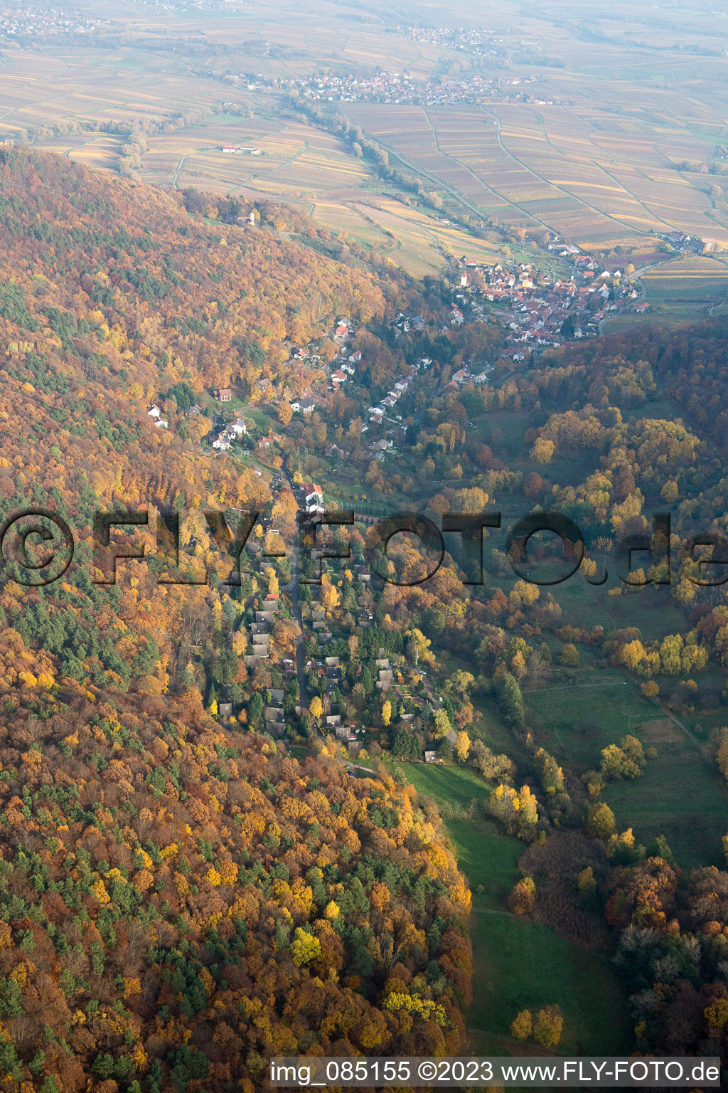 Luftaufnahme von Birnbachtal in Leinsweiler im Bundesland Rheinland-Pfalz, Deutschland