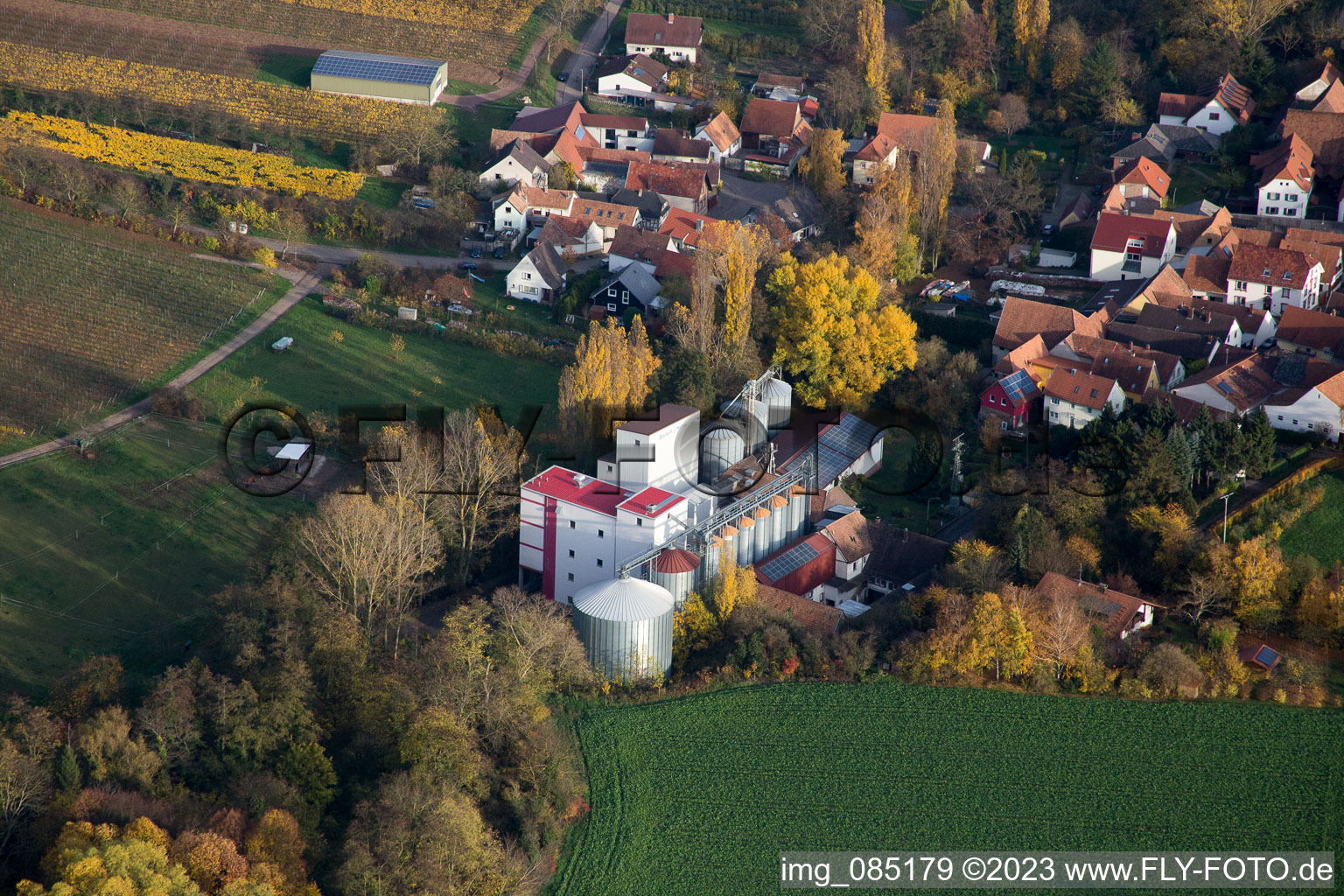 Luftbild von Bischoff-Mühl im Ortsteil Appenhofen in Billigheim-Ingenheim im Bundesland Rheinland-Pfalz, Deutschland