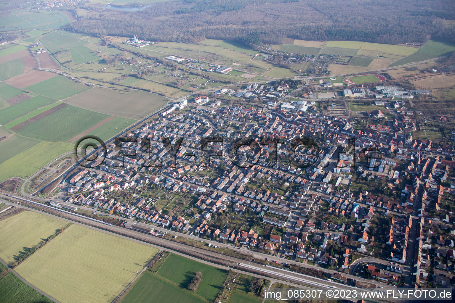 Luftaufnahme von Ortsteil Blankenloch in Stutensee im Bundesland Baden-Württemberg, Deutschland