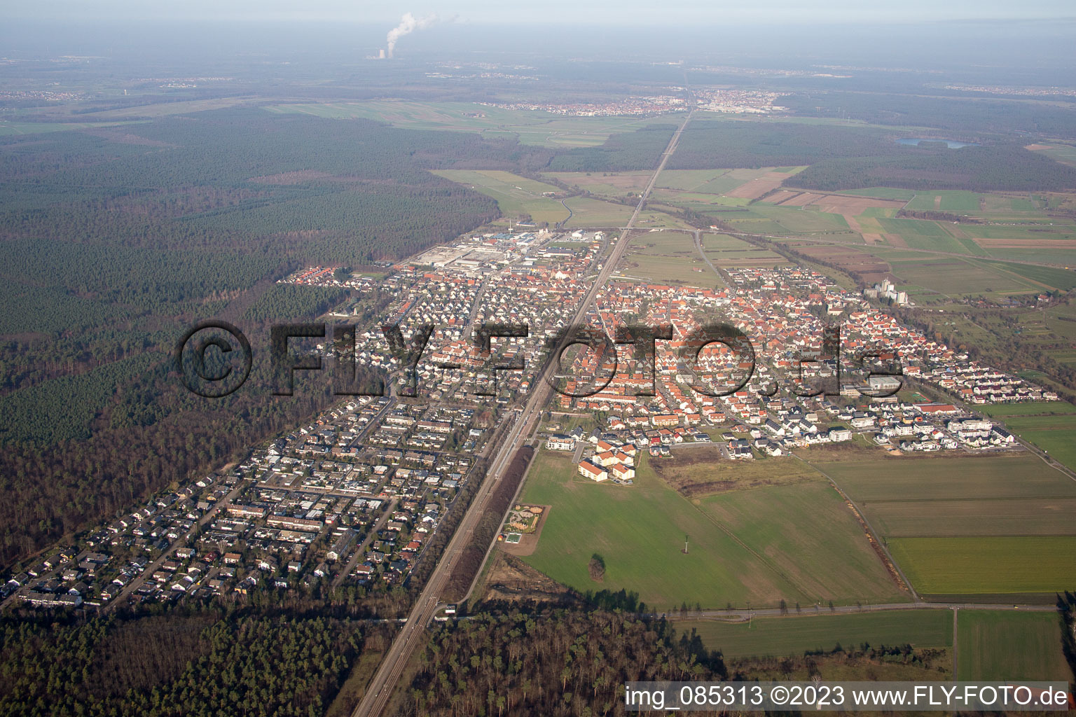Luftaufnahme von Ortsteil Friedrichstal in Stutensee im Bundesland Baden-Württemberg, Deutschland