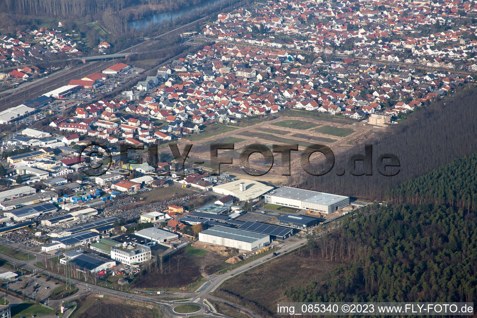 Ortsteil Graben in Graben-Neudorf im Bundesland Baden-Württemberg, Deutschland von oben gesehen