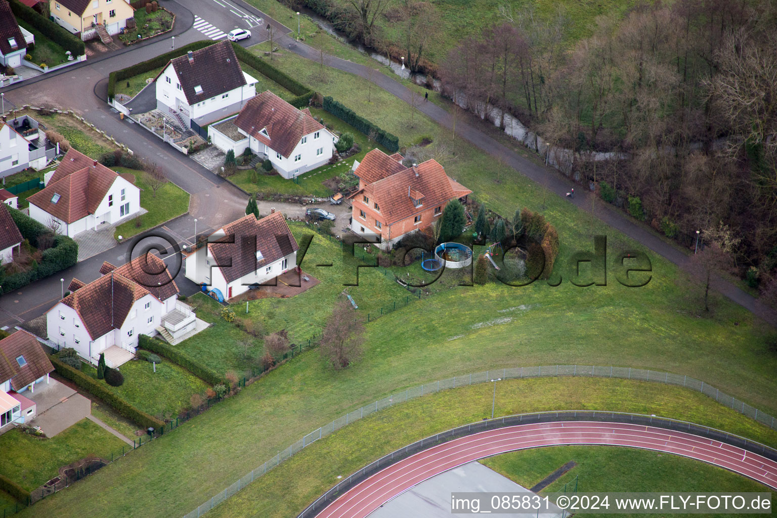 Ortsteil Altenstadt in Wissembourg im Bundesland Bas-Rhin, Frankreich von oben