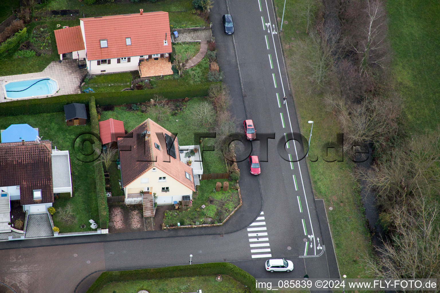 Ortsteil Altenstadt in Wissembourg im Bundesland Bas-Rhin, Frankreich aus der Vogelperspektive