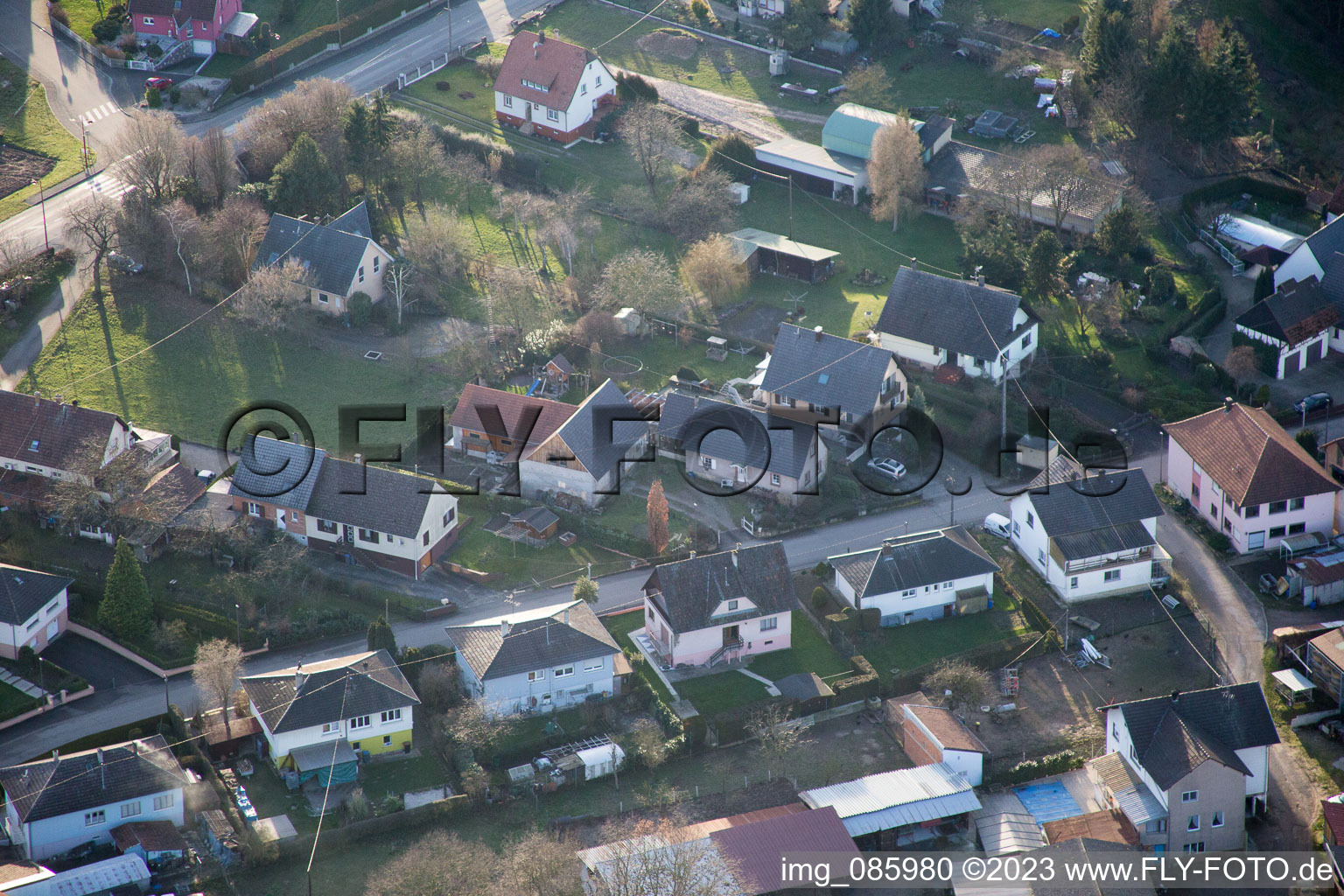 Luftaufnahme von Scheibenhard im Bundesland Bas-Rhin, Frankreich