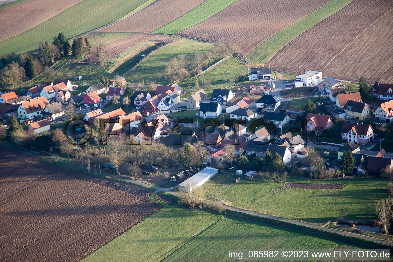 Niederlauterbach im Bundesland Bas-Rhin, Frankreich von oben
