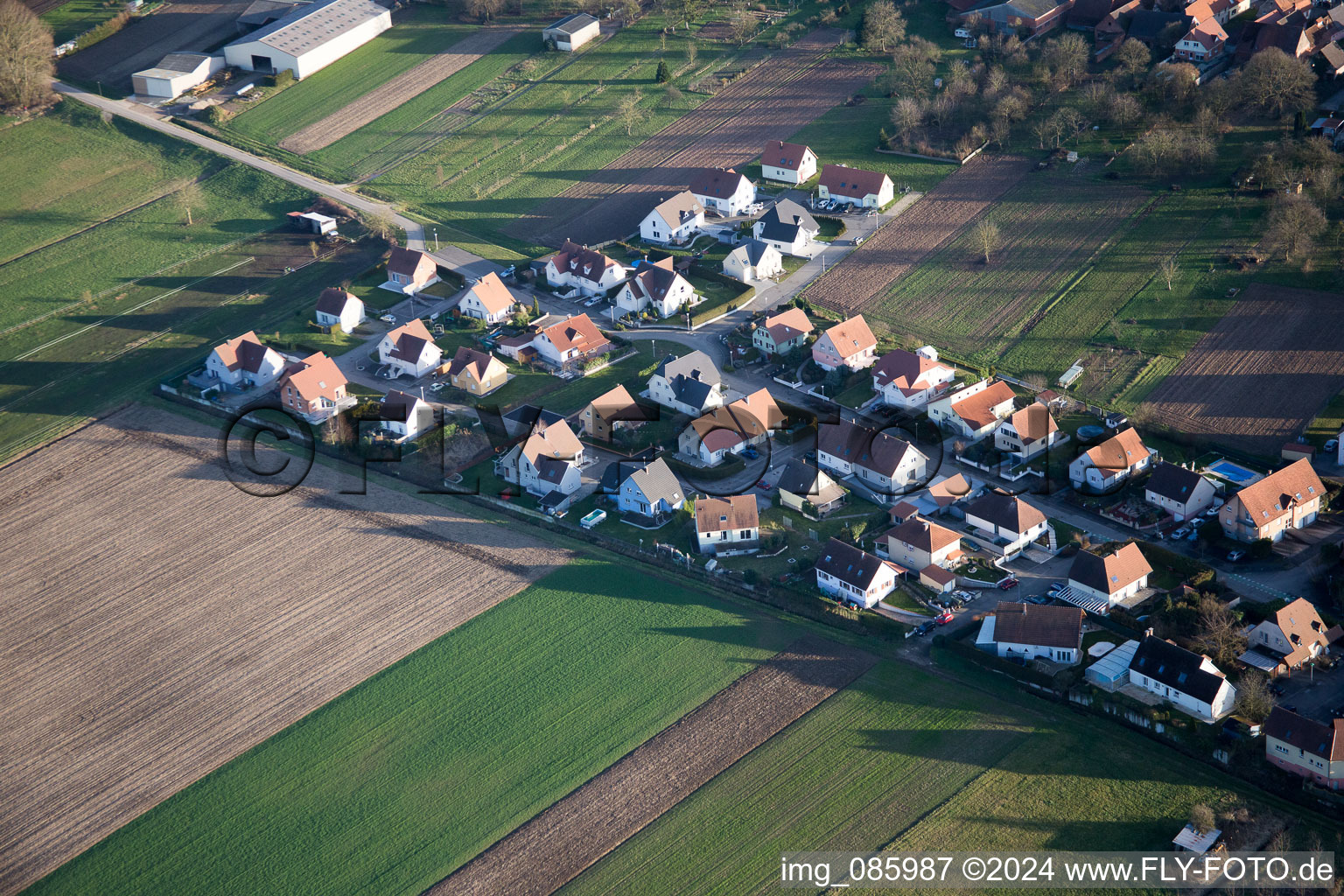 Niederlauterbach im Bundesland Bas-Rhin, Frankreich vom Flugzeug aus