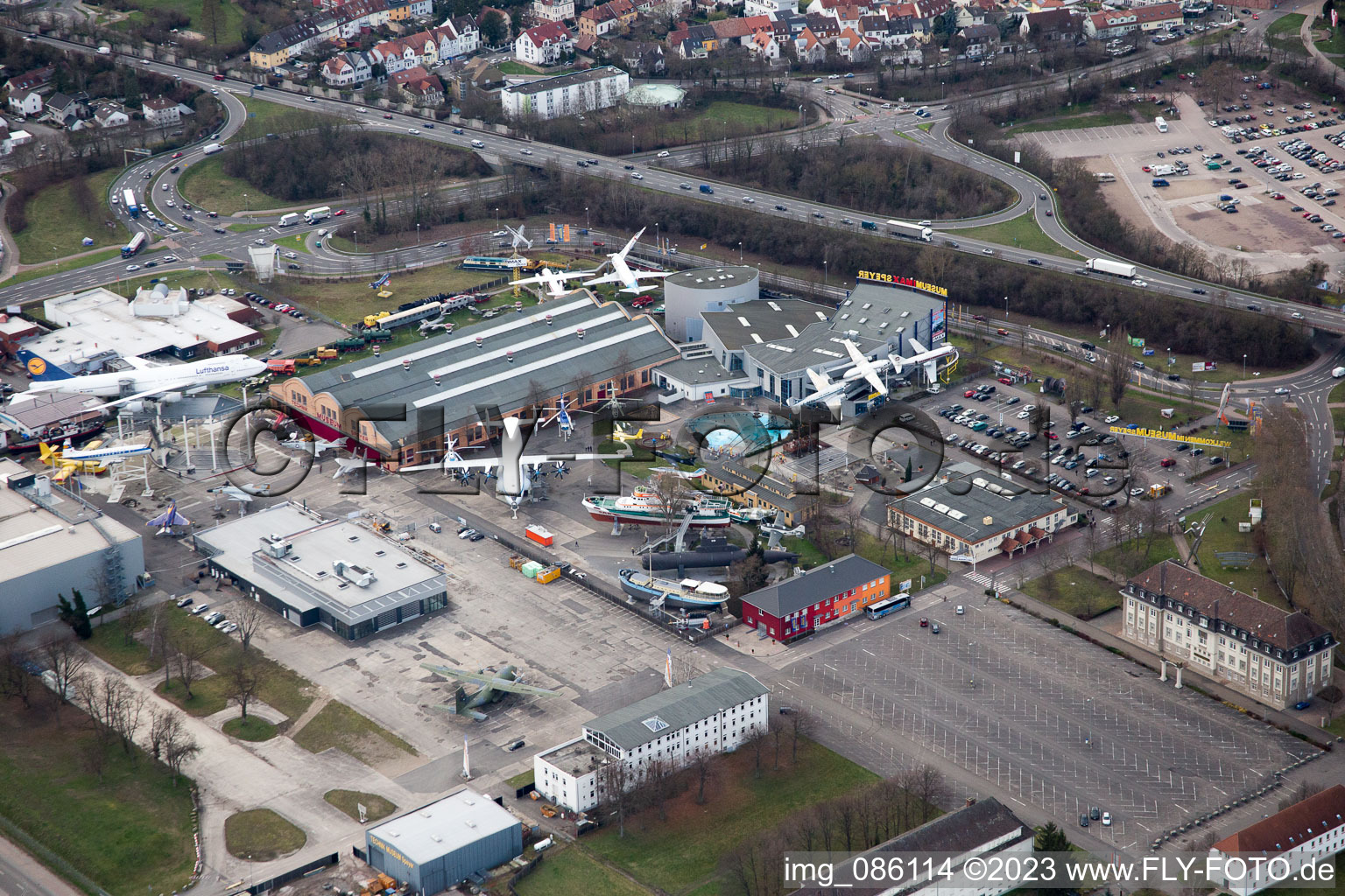 Luftbild von Speyer, Verkehrsmuseum im Bundesland Rheinland-Pfalz, Deutschland