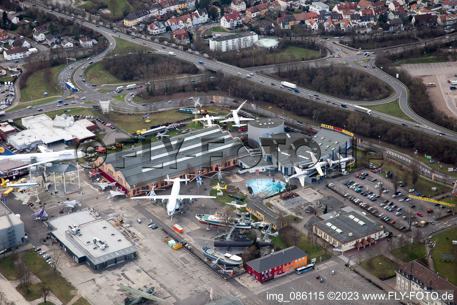 Luftaufnahme von Speyer, Verkehrsmuseum im Bundesland Rheinland-Pfalz, Deutschland