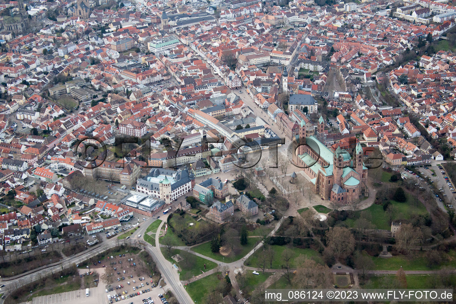 Luftaufnahme von Speyer, Dom im Bundesland Rheinland-Pfalz, Deutschland