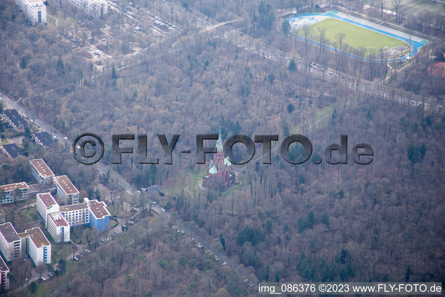Ortsteil Oststadt in Karlsruhe im Bundesland Baden-Württemberg, Deutschland von einer Drohne aus