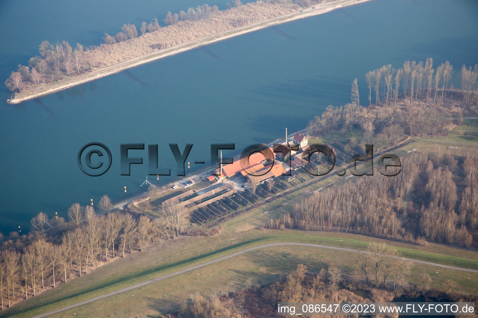 Drohnenbild von Ortsteil Sondernheim in Germersheim im Bundesland Rheinland-Pfalz, Deutschland