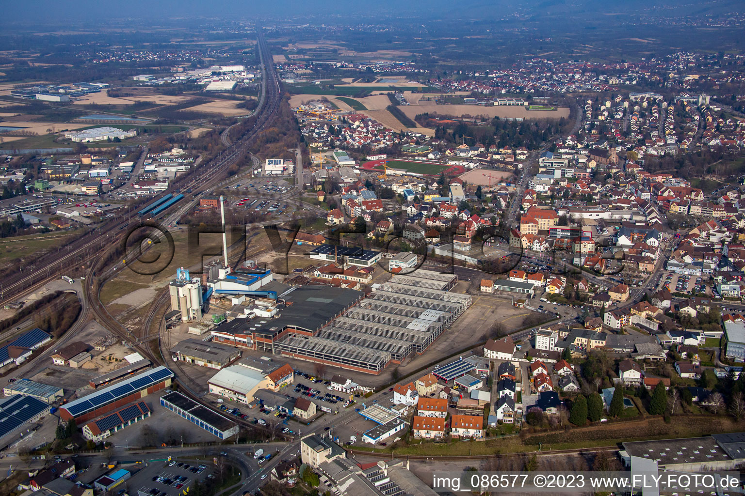 Industriegebiet SW Glasmacherstr in Achern im Bundesland Baden-Württemberg, Deutschland