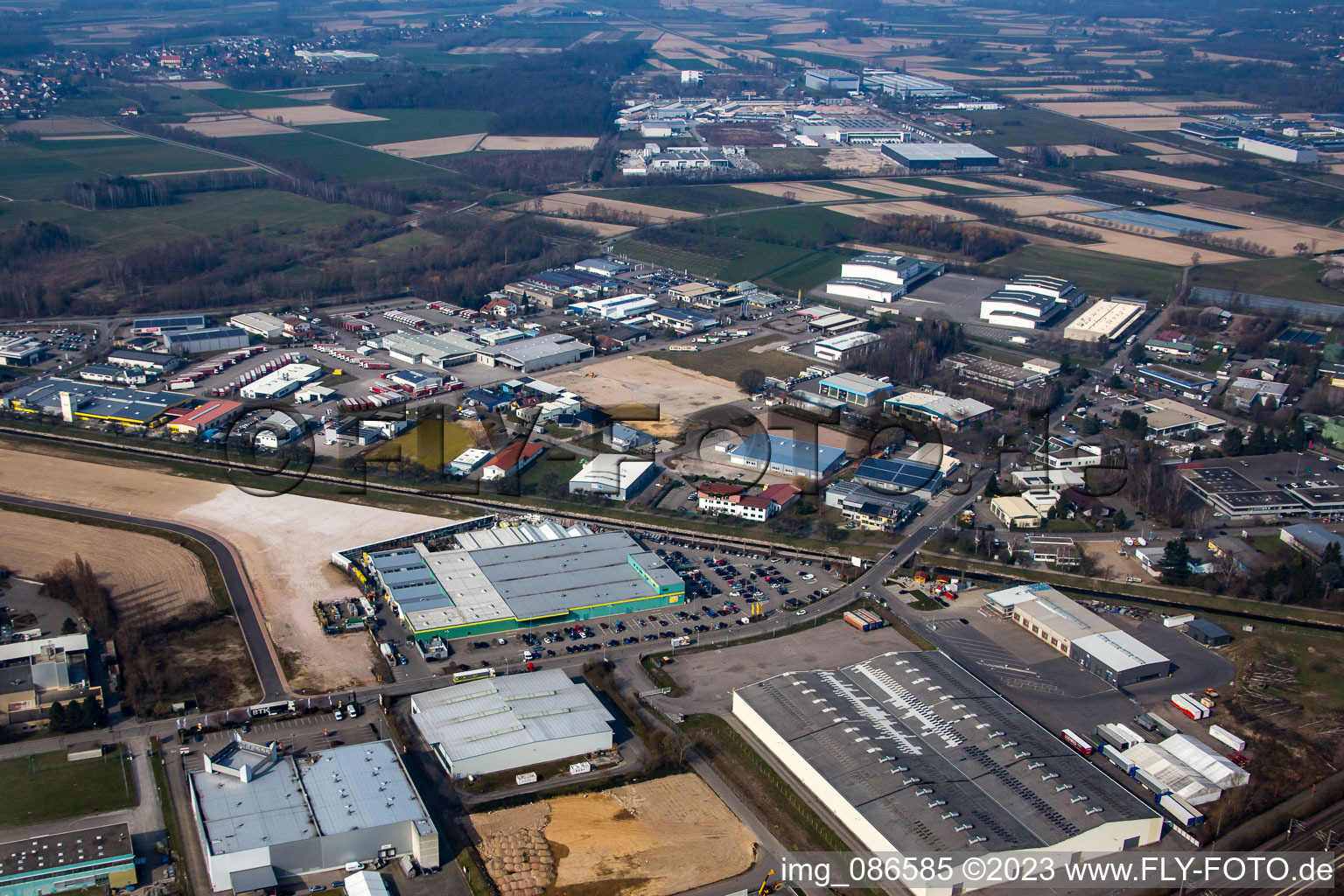 Luftbild von Industriegebiet SW in Achern im Bundesland Baden-Württemberg, Deutschland