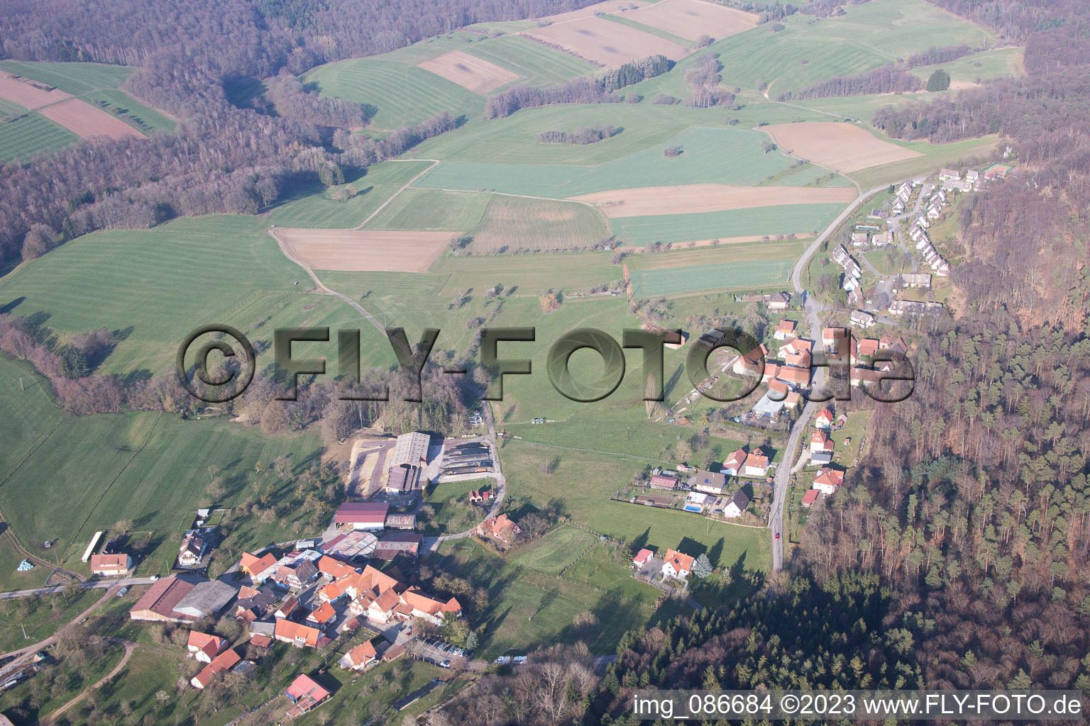 Lembach im Bundesland Bas-Rhin, Frankreich vom Flugzeug aus