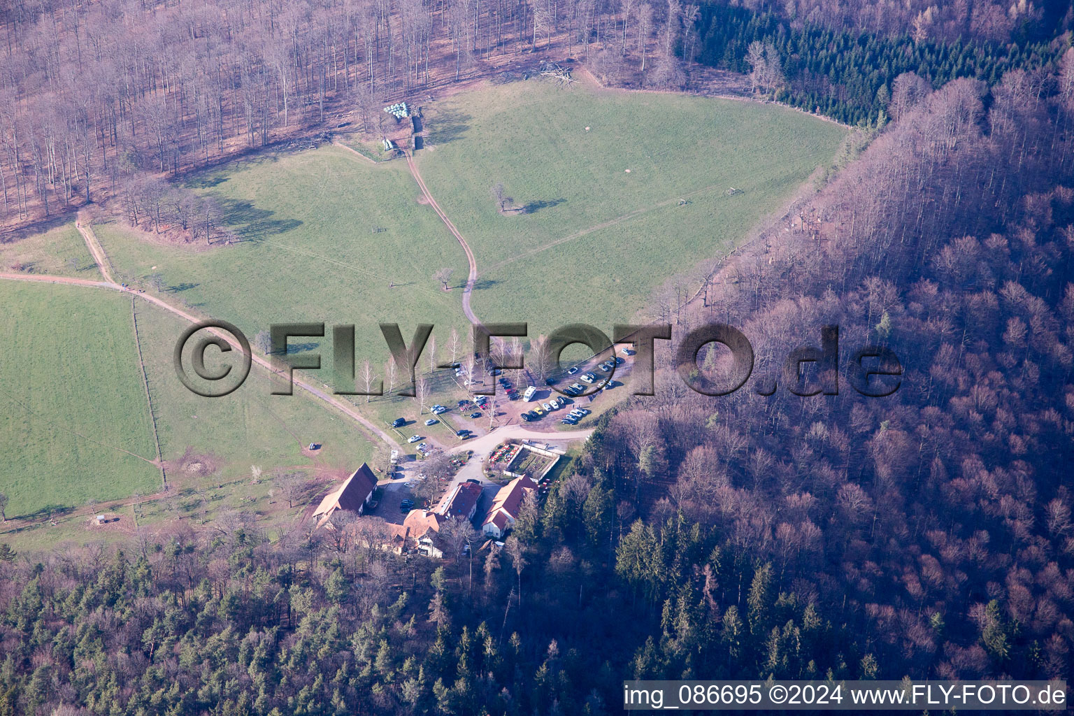 Gimbelhof in Wingen im Bundesland Bas-Rhin, Frankreich von oben