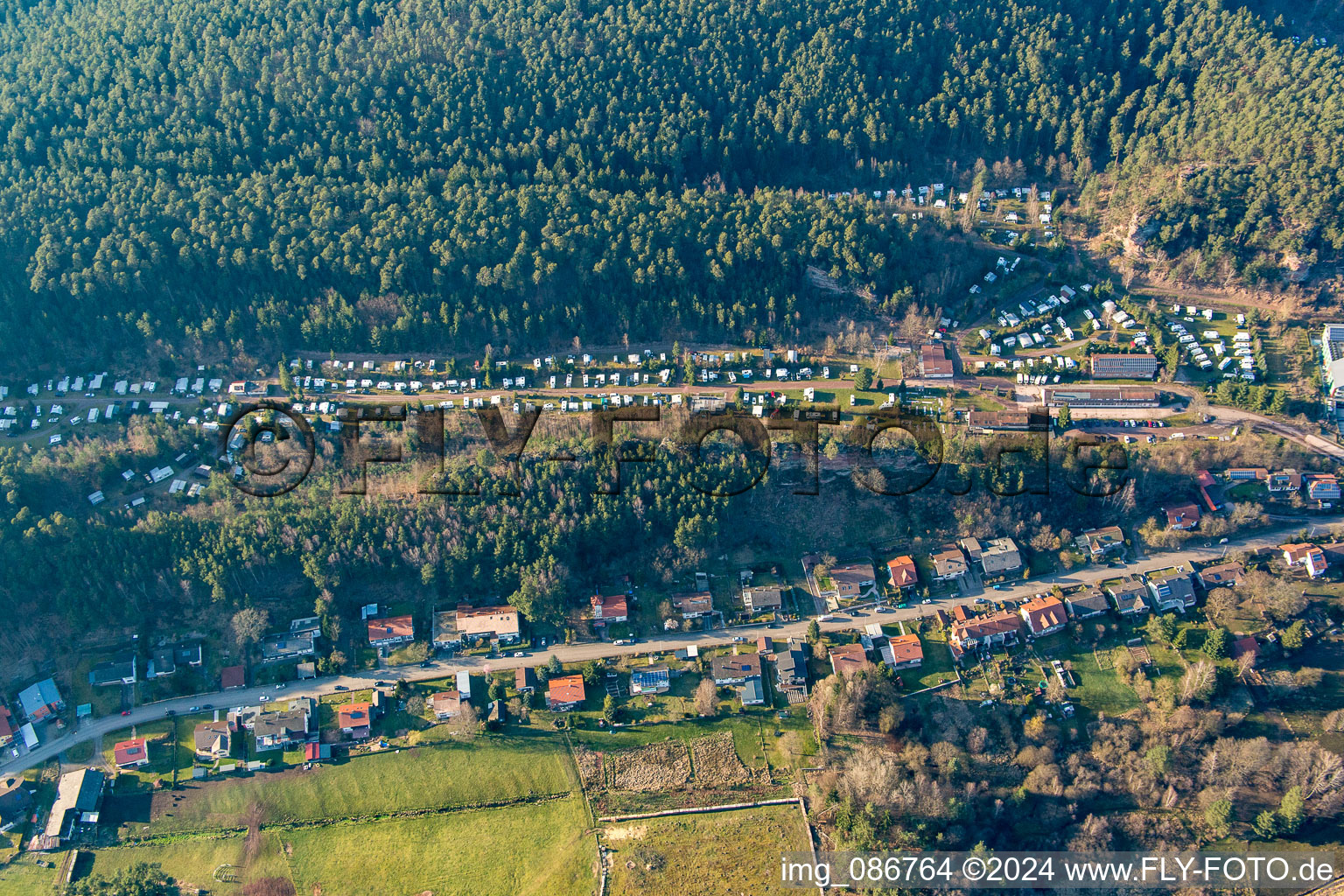 Dahn, Campingplatz Büttelwoog im Bundesland Rheinland-Pfalz, Deutschland