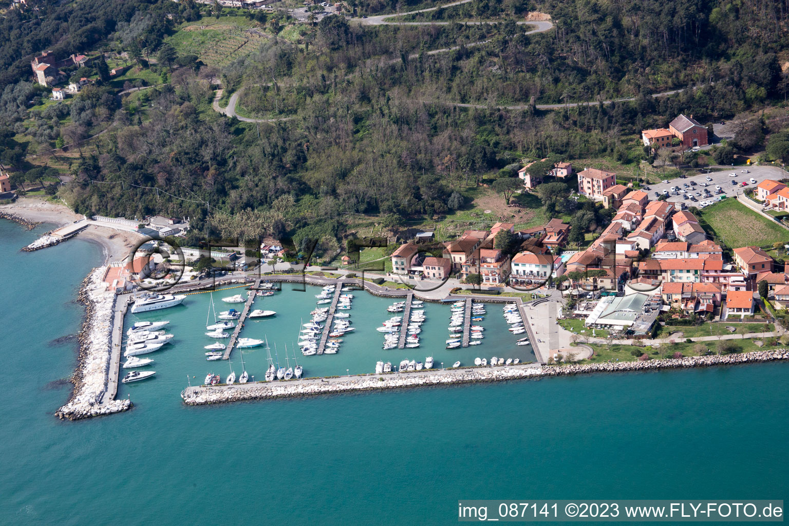 Fiumaretta di Ameglia im Bundesland Liguria, Italien aus der Luft