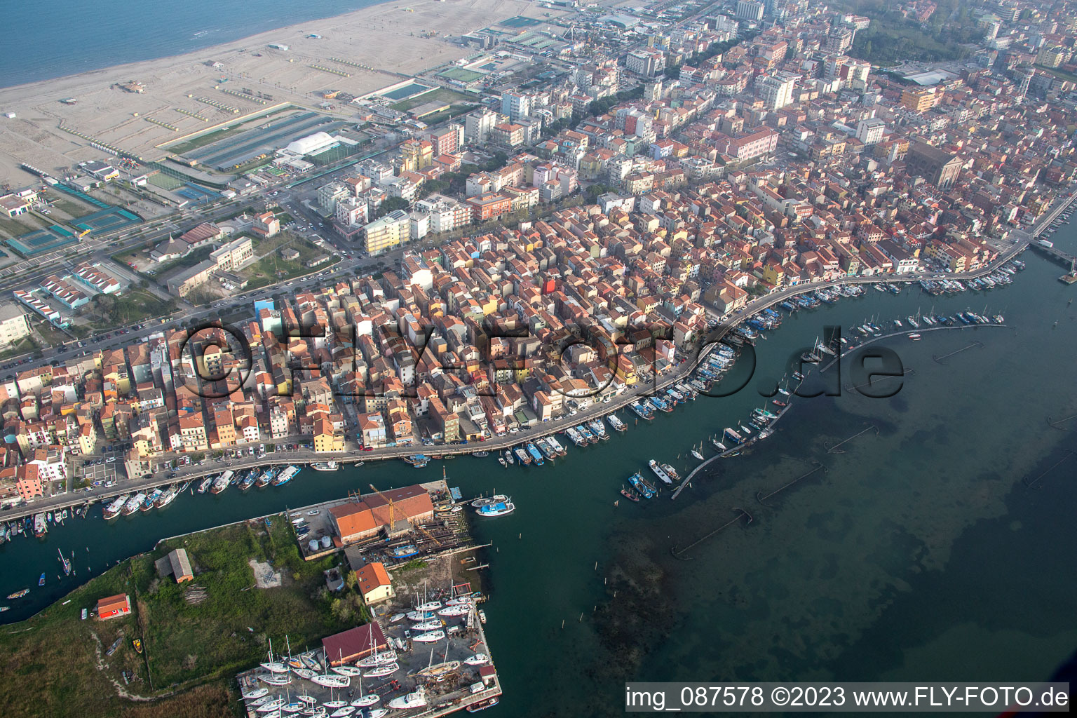 Luftbild von Chioggia im Bundesland Venetien, Italien