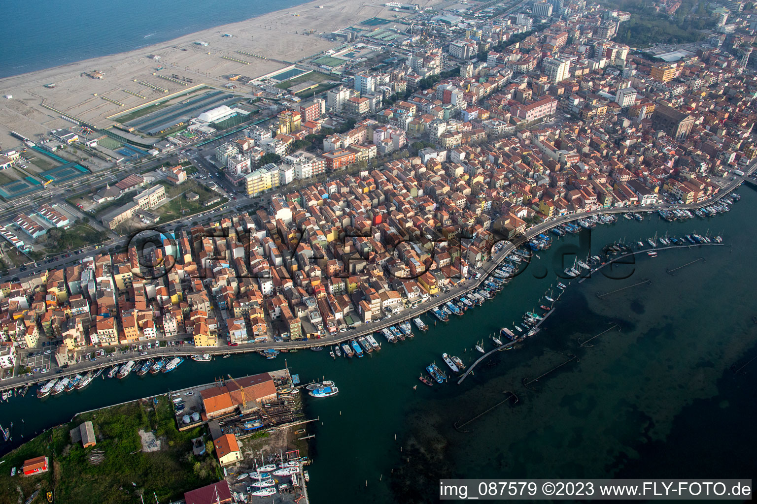 Luftaufnahme von Chioggia im Bundesland Venetien, Italien