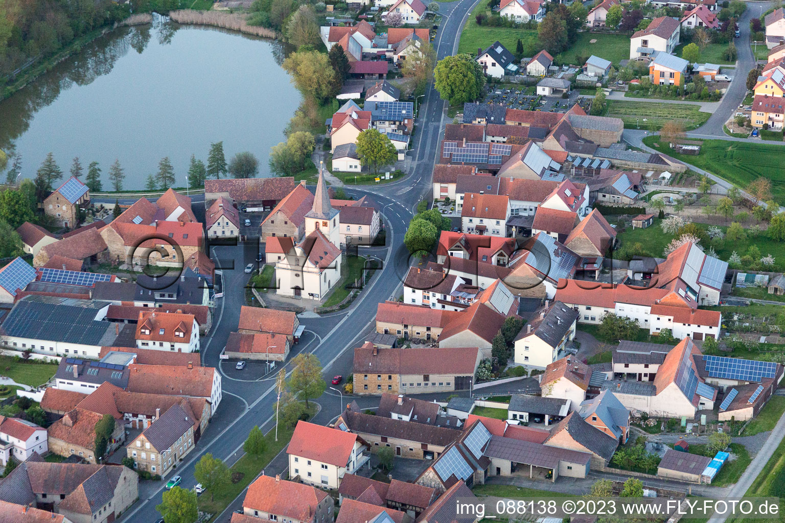 Luftbild von Mönchstockheim im Bundesland Bayern, Deutschland
