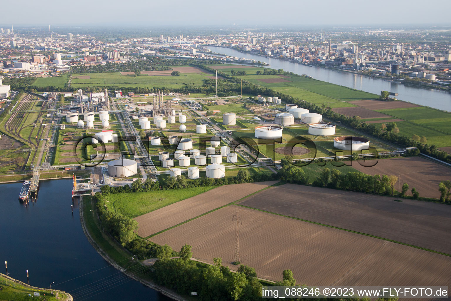 Schrägluftbild von BASF Friesenheim im Ortsteil Neckarstadt-West in Mannheim im Bundesland Baden-Württemberg, Deutschland