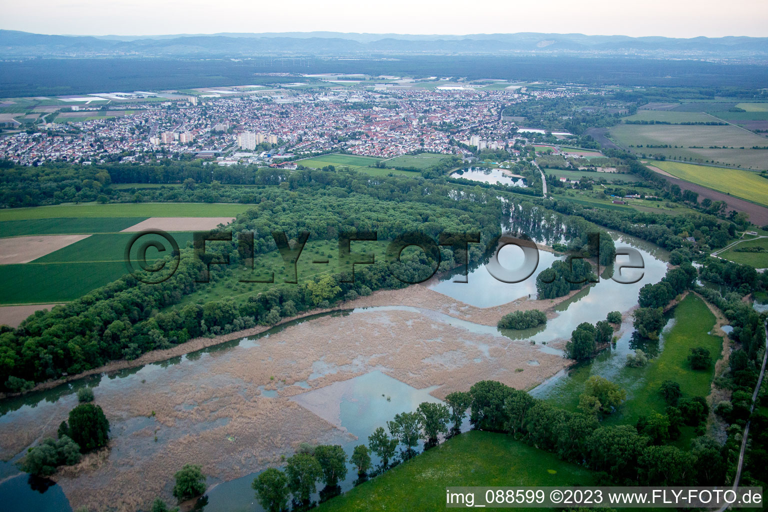 Luftbild von Lampertheim im Bundesland Hessen, Deutschland