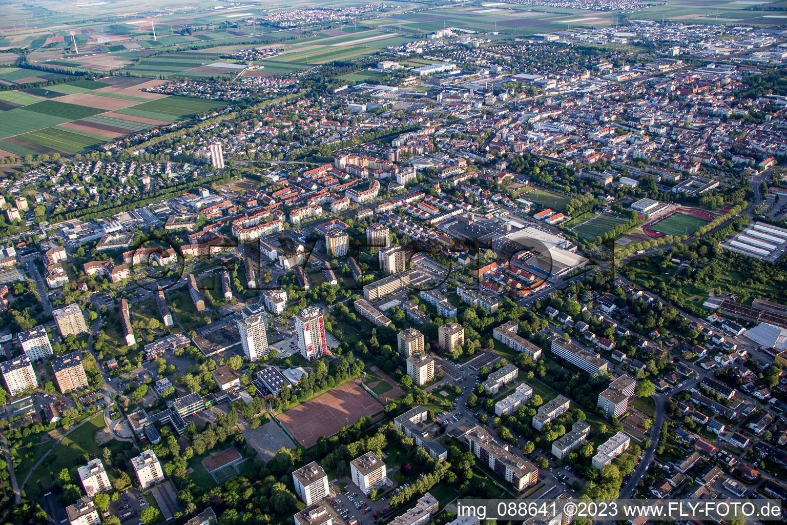 Luftaufnahme von Frankenthal im Bundesland Rheinland-Pfalz, Deutschland