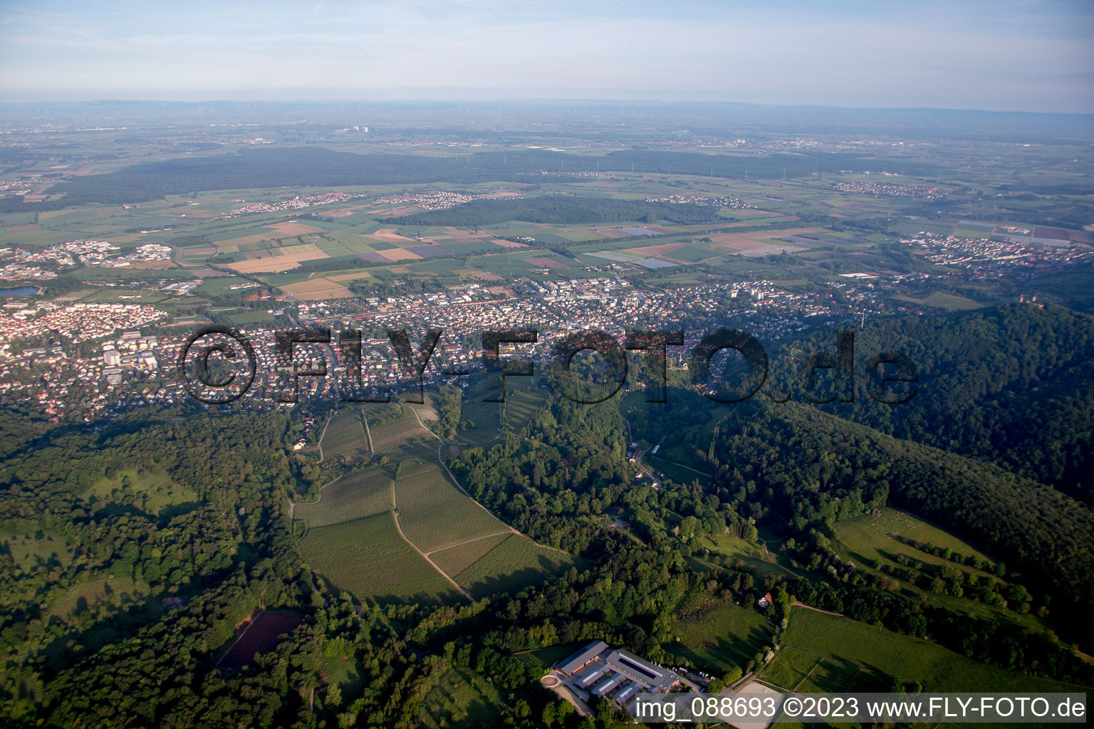Bensheim, Auerbach von Osten im Bundesland Hessen, Deutschland von oben