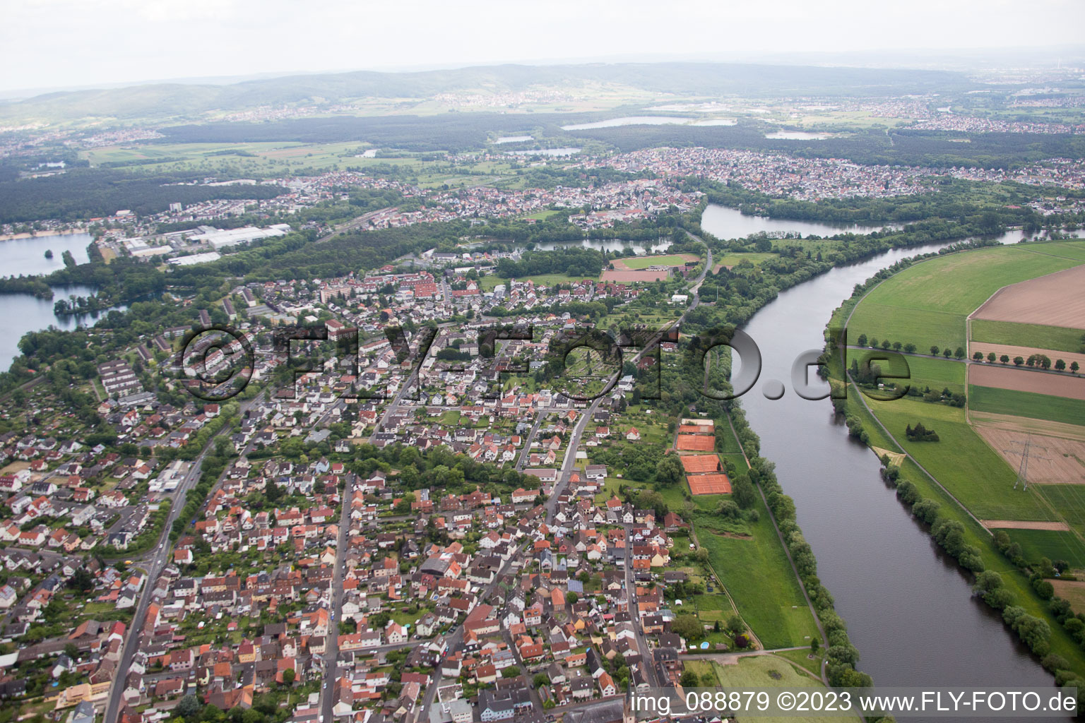 Luftaufnahme von Großkrotzenburg im Bundesland Hessen, Deutschland