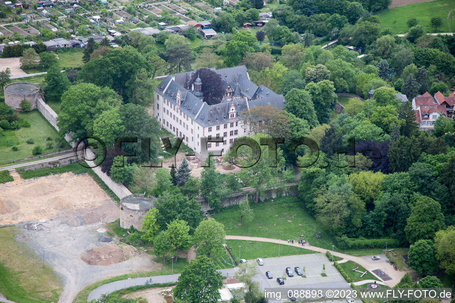 Luftbild von Schloss Babenhausen im Bundesland Hessen, Deutschland