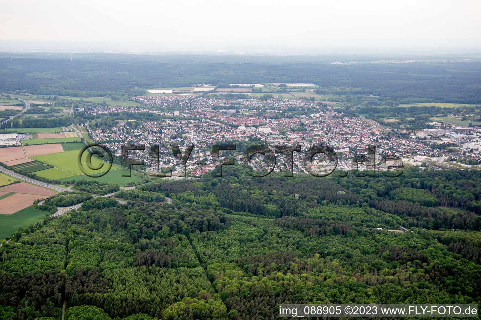 Schrägluftbild von Dieburg im Bundesland Hessen, Deutschland